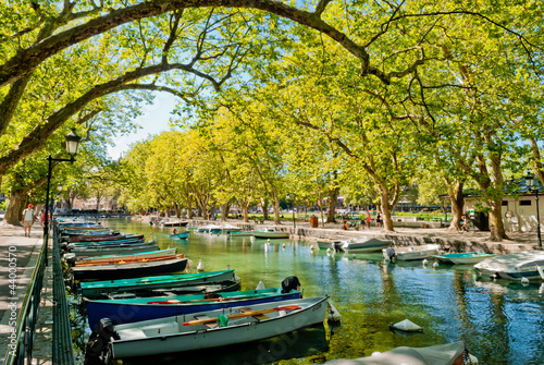 Photo: Annecy, boats and channel from lovers' bridge Annecy, boats and channel from lovers' bridge
