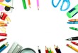 Photo : School accessories on white background School accessories on white background