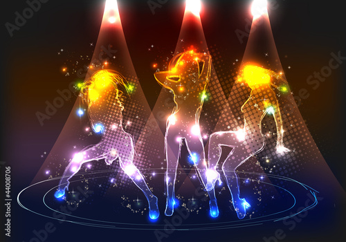 Vektor: Party neon girls Party neon girls