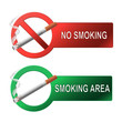 The sign no smoking and smoking area