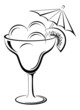 Glass vase with ice cream, black contour