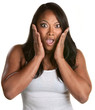 Surprised Woman with Hands on Face