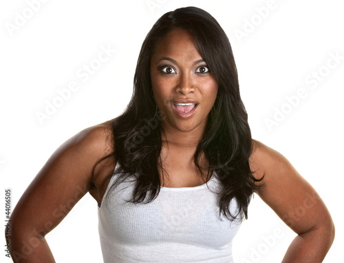 Photo: Shocked Woman Over White Shocked Woman Over White