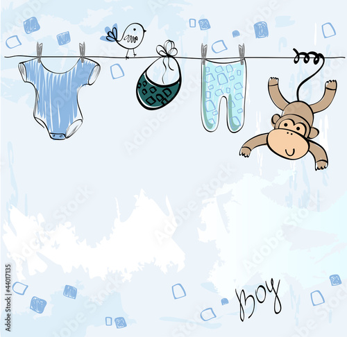 Vector: Cute scrapbook for boy with baby elements. Cute scrapbook for boy with baby elements.