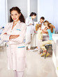 Doctor with child in hospital.