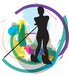 Water skiing woman. vector illustration