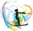 Water skiing woman. vector illustration