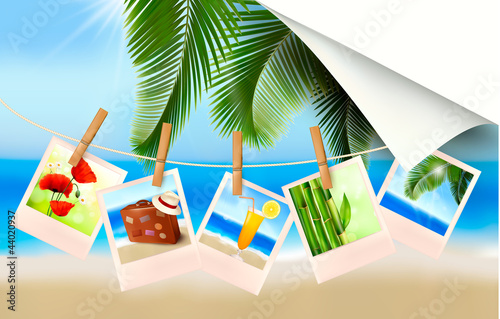 Vector: Background with photos from holidays on a seaside Background with photos from holidays on a seaside