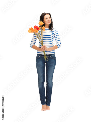 Photo: beautiful woman with flowers beautiful woman with flowers