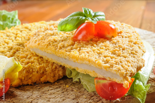 Photo: Cotoletta alla milanese - fried breaded Veal Milanese Cotoletta alla milanese - fried breaded Veal Milanese