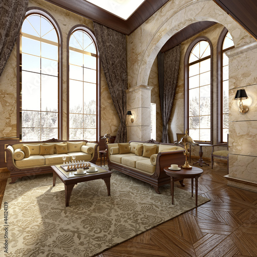 Illustration: Modern Luxury Interior in the winter Modern Luxury Interior in the winter