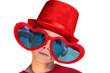 Photo: Boy In Red Hat And Heart Glasses Horizontal Boy In Red Hat And Heart Glasses Horizontal
