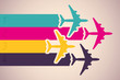 Background with colorful airplanes. Vector illustration.