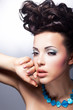Sensual woman gazing. Fashion style. Bright coiffure and make-up