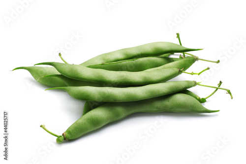 Photo: Bunch of fresh green beans isolated on white background. Bunch of fresh green beans isolated on white background.