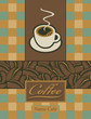 banner with a cup of coffee and grains