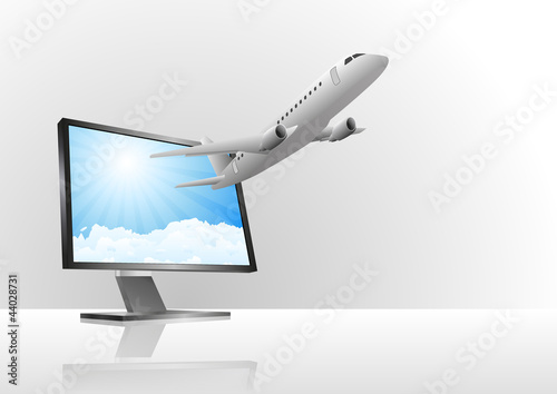 Vector: airplane and monitor airplane and monitor