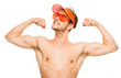 Foto: CLoseup of attractive young man flexing bicep muscles on white b CLoseup of attractive young man flexing bicep muscles on white b