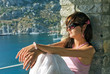 Sadness young woman on resort
