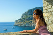Dreaming young woman on resort