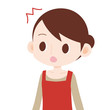 女性上半身 エプロン姿 驚く