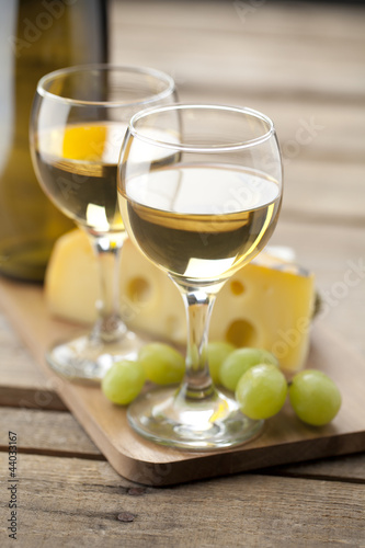 Photo: portrait of wine with grapes and cheese portrait of wine with grapes and cheese