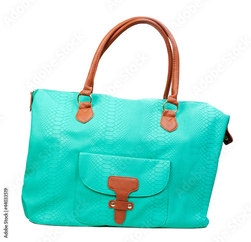 Foto: luxury green leather female bag isolated on white luxury green leather female bag isolated on white