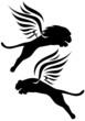 winged lions vector silhouettes