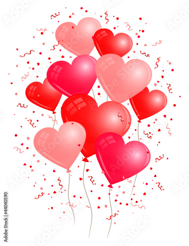 Vektor: Red Colored Heart Balloons White Red Colored Heart Balloons White