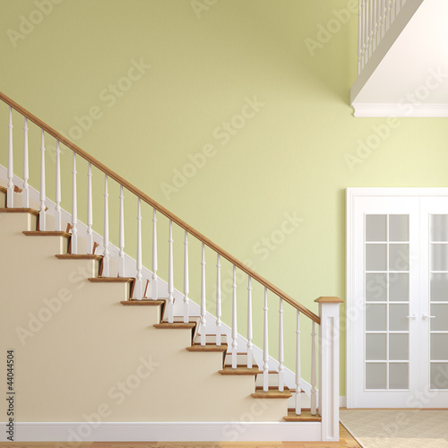 Illustration: Stairway in the modern house. Stairway in the modern house.