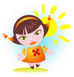 Vektor: girl with sun girl with sun