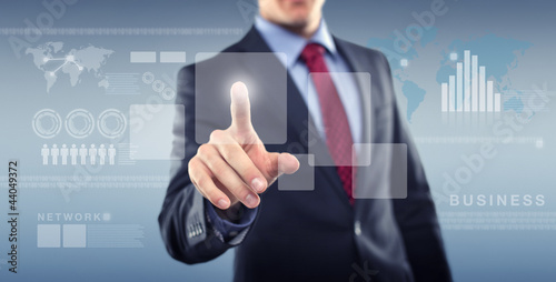 Foto: Man with Touchscreen Business Man with Touchscreen Business