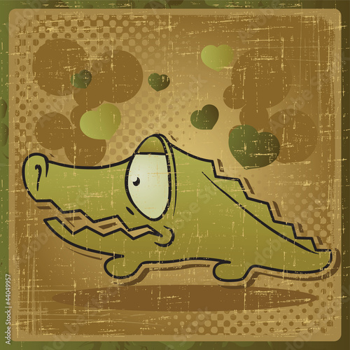 Vector: EPS 8 vintage background with vector crocodile. EPS 8 vintage background with vector crocodile.