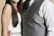 Midsection of casually dressed young couple