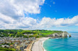 Foto: Etretat village and beach, Aval cliff. Normandy, France. Etretat village and beach, Aval cliff. Normandy, France.