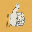 Vector: Retro styled thumb up symbol on yellow textured background. Vect Retro styled thumb up symbol on yellow textured background. Vect