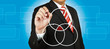 Businessman drawing intersected circle diagram and shadow the in