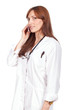 female doctor standing and speaking on the phone