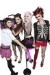 Photo: Portrait of young rock band of females with microphone and boom box over white background Portrait of young rock band of females with microphone and boom box over white background