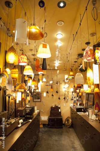 Photo: Lighting equipments on display in lights store Lighting equipments on display in lights store