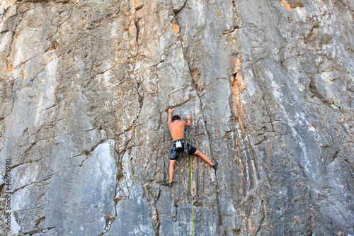 Photo: Climber on Sistiana rock, Trieste Climber on Sistiana rock, Trieste