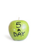 Photo: Close-up of sayings text on a granny smith apple over white background Close-up of sayings text on a granny smith apple over white background