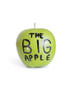 Close-up of text on a green apple over white background