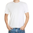 White t-shirt on a young man template isolated on white backgrou