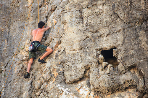 Photo: Climber on Sistiana rock, Trieste Climber on Sistiana rock, Trieste