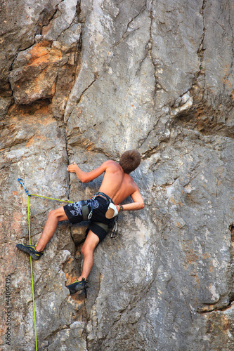 Photo: Climber on Sistiana rock, Trieste Climber on Sistiana rock, Trieste