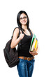 Photo: Beautiful young student girl showing thumbs up. Beautiful young student girl showing thumbs up.