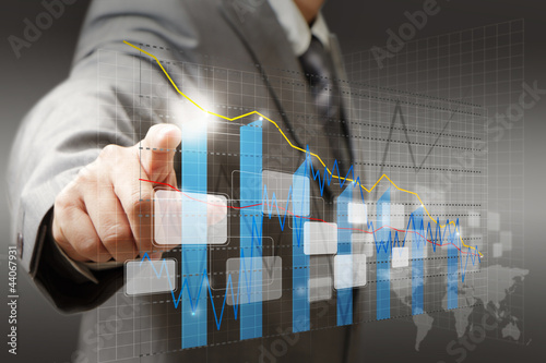 Photo: businessman hand touch virtual graph,chart, diagram businessman hand touch virtual graph,chart, diagram