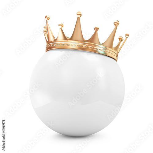 Illustration: Golden Crown on White Ball isolated on white background Golden Crown on White Ball isolated on white background