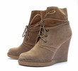 Brown high heels leather boots